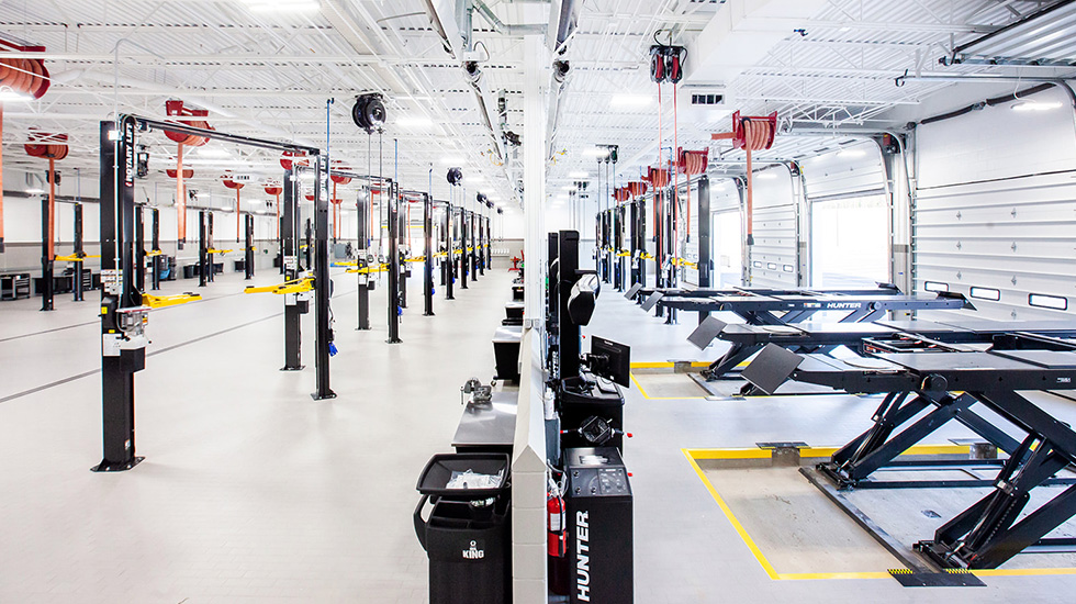 Service area flooring at Jaguar auto dealership
