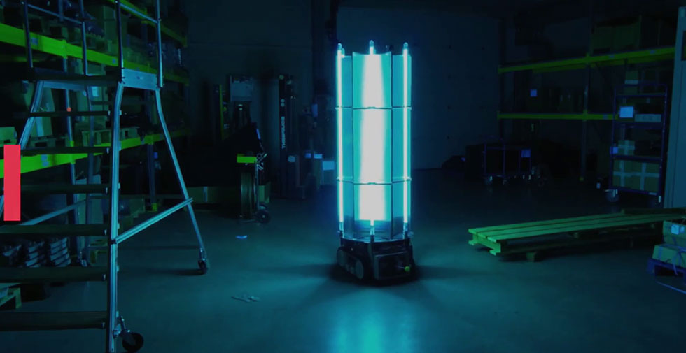 air purifier robot in commercial setting