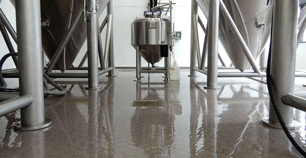 industrial tile flooring at a brewery