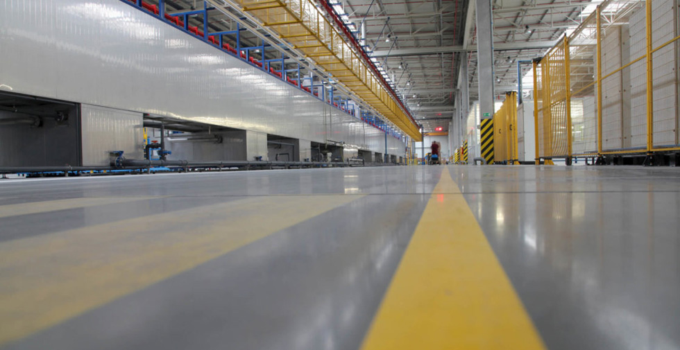 commercial epoxy flooring in warehouse